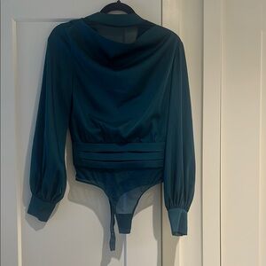 Guess Green Puff Sleeve Bodysuit with Sailor Collar 1e